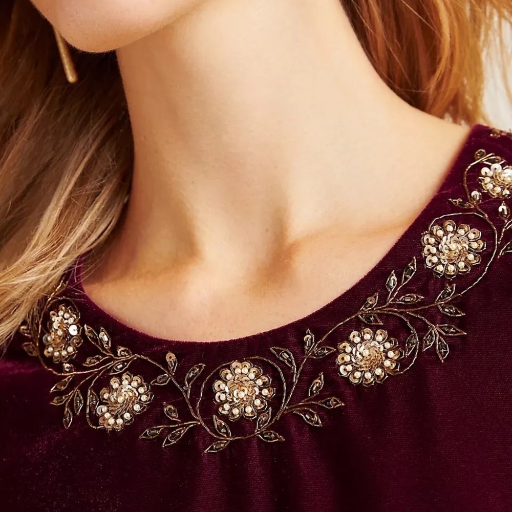 NWT Anthropologie Mayelle Velvet Babydoll Blouse Kavita Bhartia Medium - Picture 3 of 14